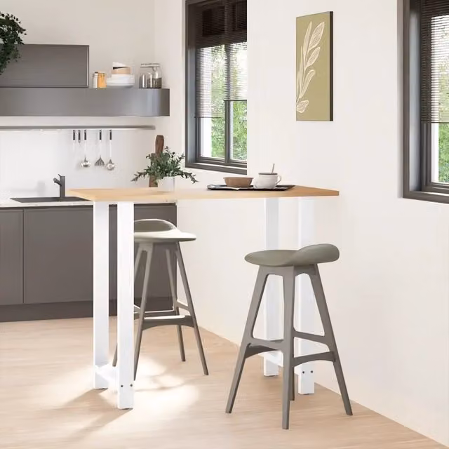 Coppia di gambe per tavolo da bar bianche in acciaio laccato, design moderno, H: 111 cm, L: 60 cm