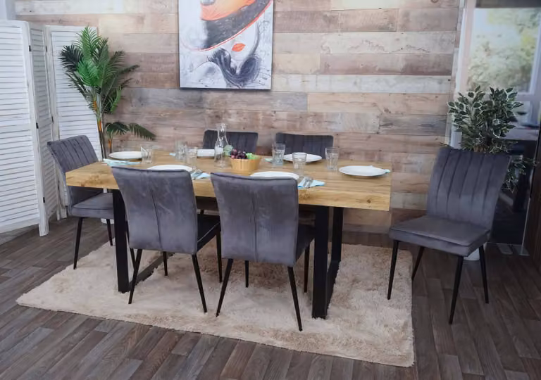 set di 6 sedie da pranzo MCW-K16, sedia da cucina, metallo vellutato ~ grigio scuro