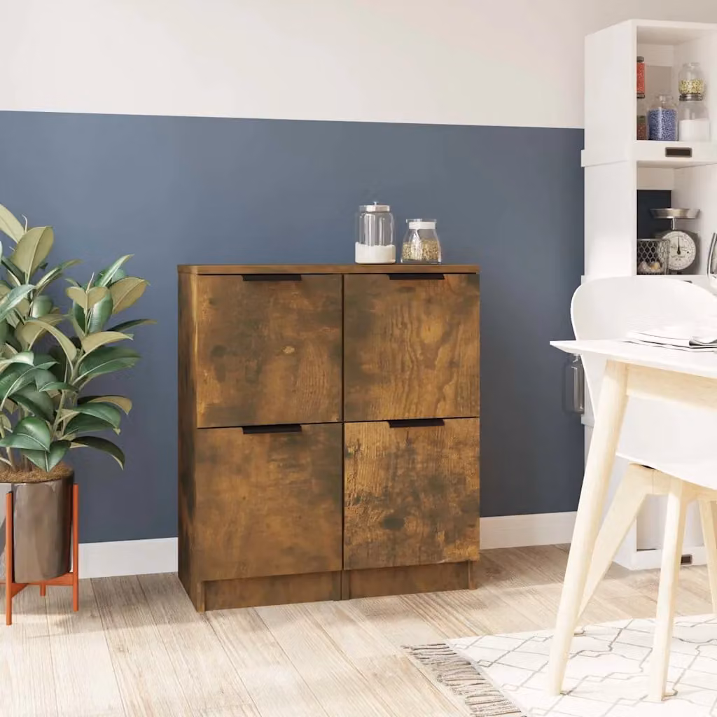 Set di 2 credenze a parete vidaXL in legno multistrato color rovere fumo, L/P/H: 30 x 30 x 70 cm