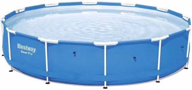 Piscina fuori terra rotonda Bestway Steel Pro 56706 con telaio in acciaio, colore blu, capacità 6473 l, Diametro: 366 cm, Altezza: 76 cm
