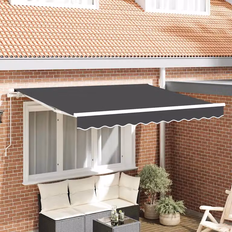 Tenda retrattile vidaXL con bracci pieghevoli in alluminio e tessuto in poliestere, colore Antracite, L: 300 cm x P: 200 cm