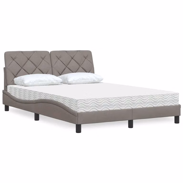 Letto con Materasso vidaXL in Tessuto Tortora L/P/H: 140 x 200 cm