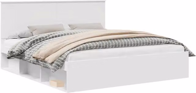 Letto matrimoniale | Letto per adulti | Struttura del letto Bianco 180 x 200 cm Pino massello
