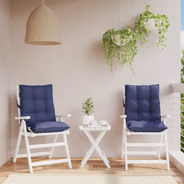 Set di 2 cuscini per sedia con schienale basso vidaXL in tessuto Oxford blu marino, idrorepellenti e traspiranti