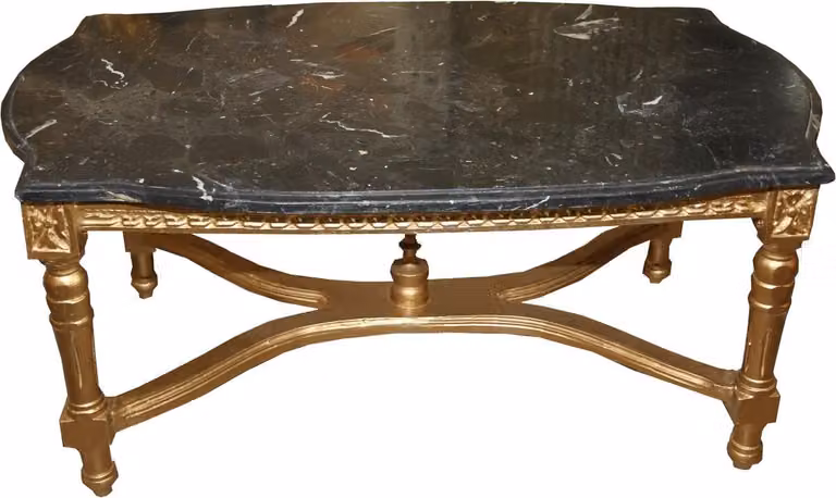 Casa Padrino Tavolino barocco antico oro con piano in marmo nero 96 x 58,5 cm - Edizione limitata - Aspetto antico