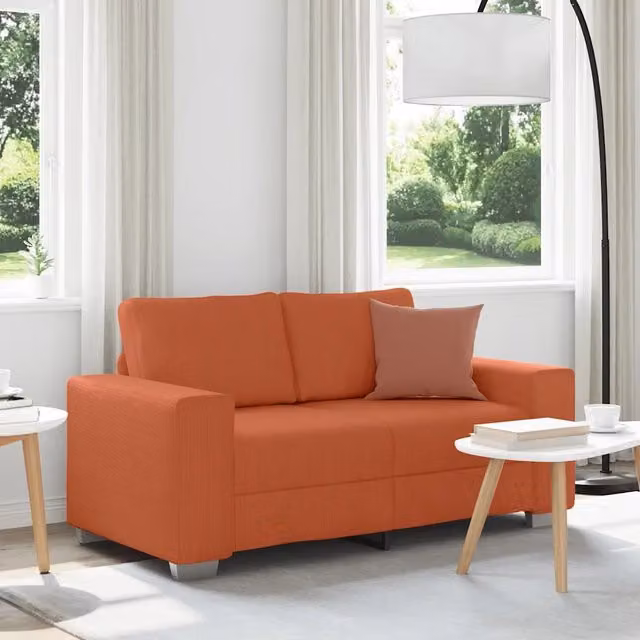 Divanetto moderno vidaXL in velluto a coste rosso arancione L: 160 cm, P: 77 cm, H: 82 cm – 1