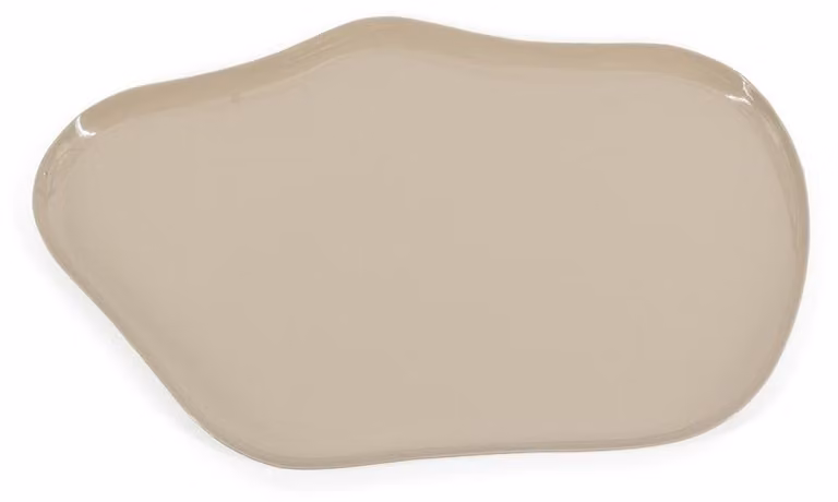 HomeBound, tavolino metallico Kiri, color sabbia beige, finitura lucida