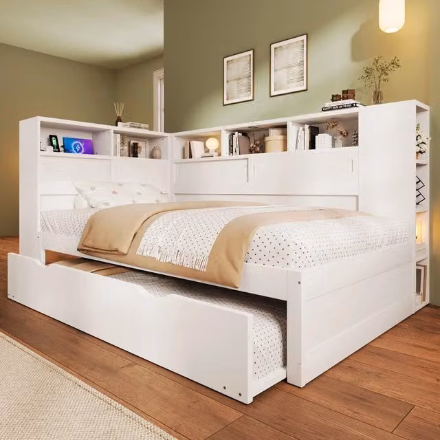 Letto estraibile con vano contenitore USB ¨C Minimal ¨C Bianco 90x200cm