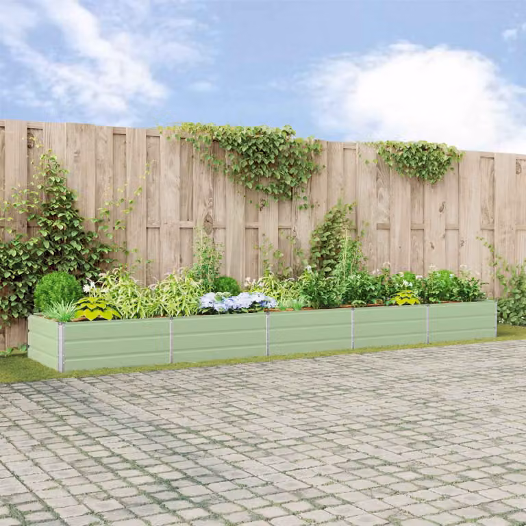 Fioriera vidaXL in acciaio zincato verde, L: 480 cm, P: 100 cm, H: 45 cm