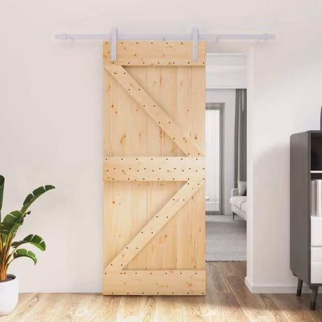 Porta scorrevole moderna vidaXL in legno e acciaio, colori bianco e marrone, H: 210 cm x L: 85 cm