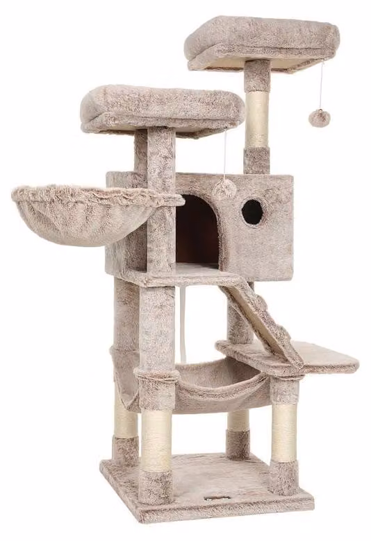 Albero per gatti con piattaforme, colore grigio/blu, dimensioni 49 x 49 x 135 cm