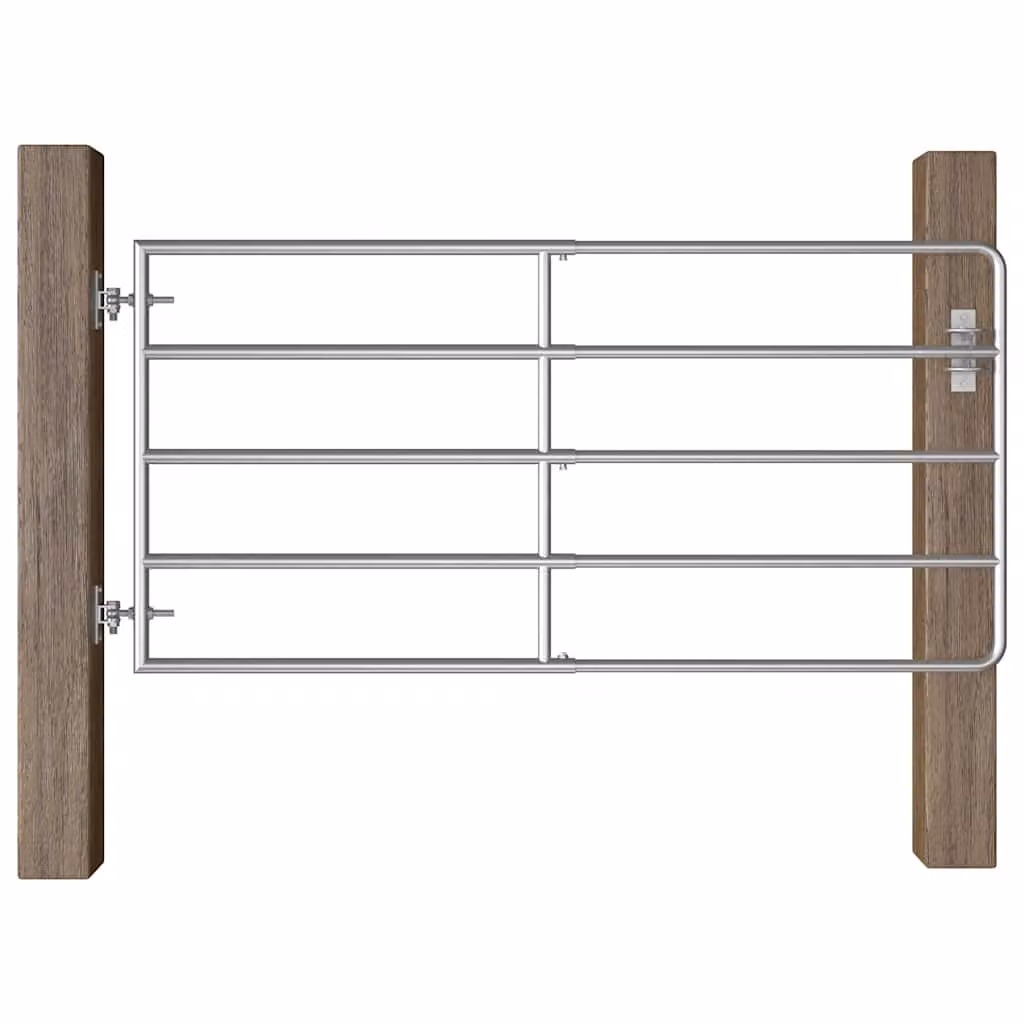 Cancello da giardino scorrevole vidaXL in acciaio galvanizzato con 5 sbarre, Argento, L: 90 cm, H: 95-170 cm