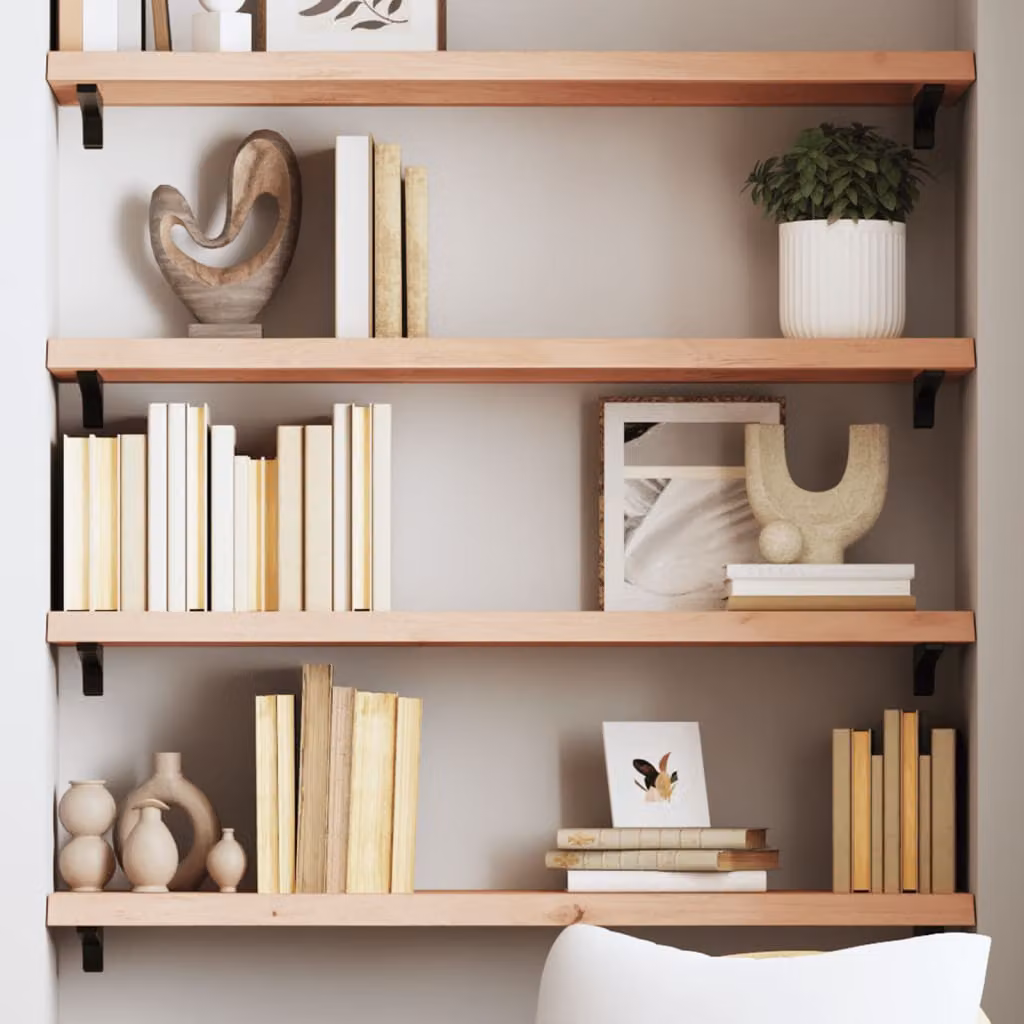 Ripiano a Parete vidaXL in Rovere Massello Non Trattato, Colore Marrone, L 80 cm x P 30 cm x H 2-4 cm