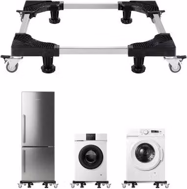 Base Mobile VEVOR per Frigorifero e Lavatrice, Carrello Regolabile in Metallo Argentato con 8 Ruote Bloccabili, Carico Massimo 500 kg, Larghezza: 69,85-89,92 cm