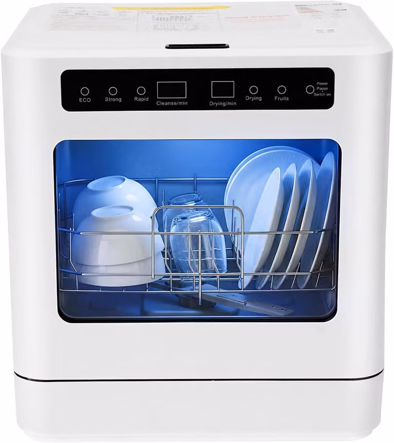 Lavastoviglie da tavolo, mini lavastoviglie, 800 W, lavastoviglie da tavolo autoportante, 4 programmi, capacità per 6-8 piatti o ciotole, ideale per case, studentati