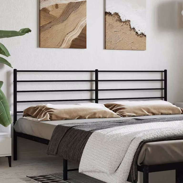 Testiera di ricambio vidaXL in metallo nero laccato per camera da letto, L: 200 cm, H: 90 cm, P: 3 cm