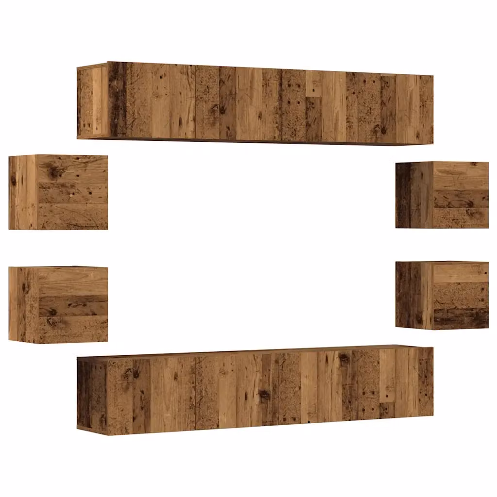 Set Mobile TV da Parete vidaXL in MDF Moderno Colore Marrone Opaco 8 Pezzi – 2