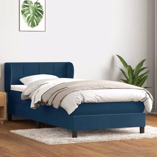 Giroletto a Molle con Materasso Blu Scuro 80x220 cm Velluto 3317551