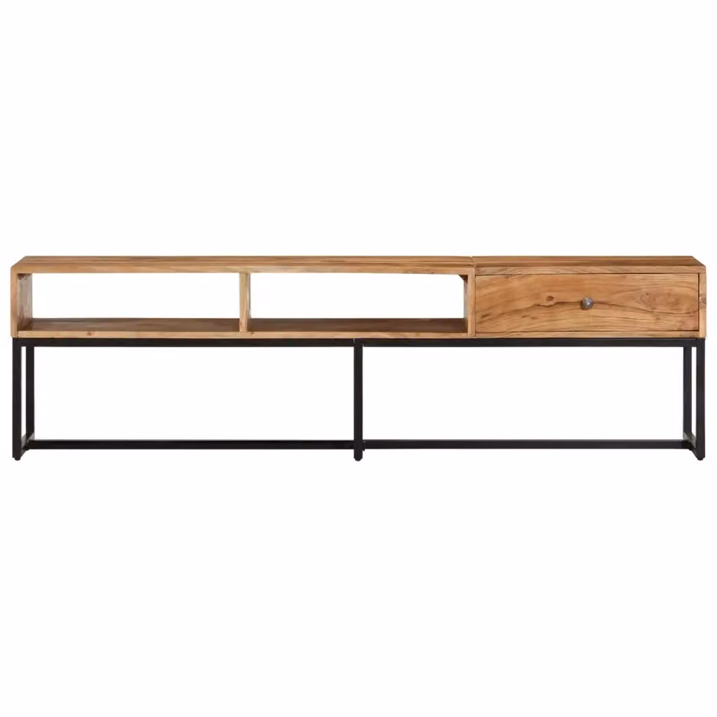 Mobile TV in legno di acacia e metallo stile vintage, colore marrone, L: 160 cm, P: 35 cm, H: 45 cm – 2
