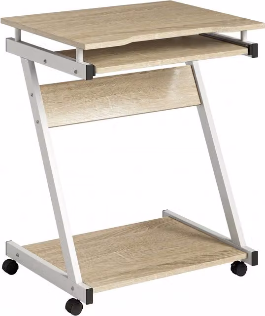 Scrivania per Computer Modern HOMCOM con Tastiera Scorrevole e 4 Ruote, Colore Marrone