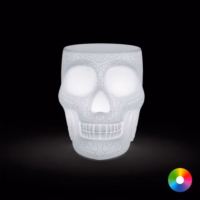Qeeboo Mexico Tavolino LED ricaricabile bianco in plastica con tecnologia touch e protezione IP65