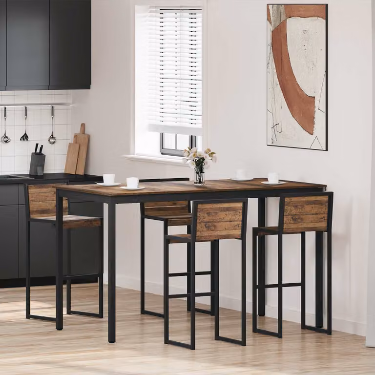 vidaXL Tavolo da Bar Rettangolare Moderno in Legno Ingegnerizzato e Metallo, L/P/H: 180 x 90 x 105 cm