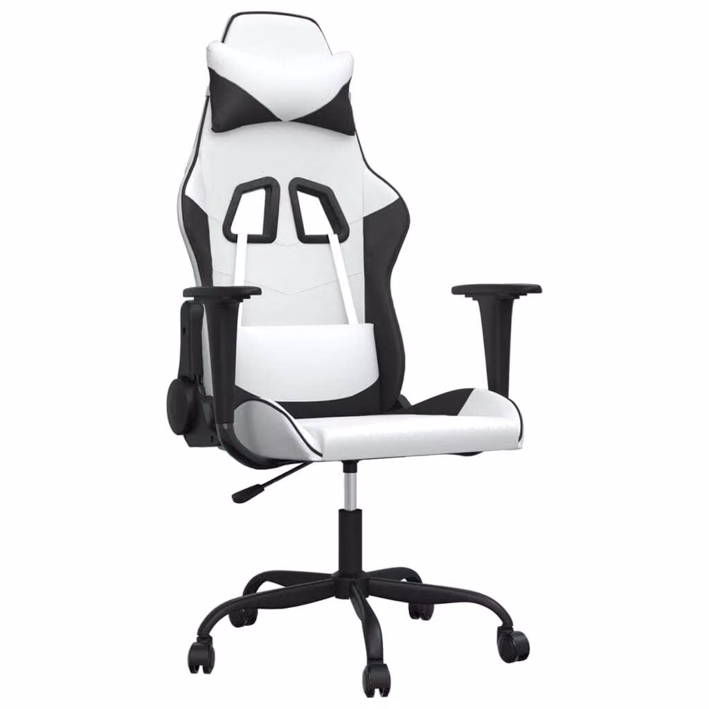Sedia da Gaming Bianco e Nero in Pelle finta