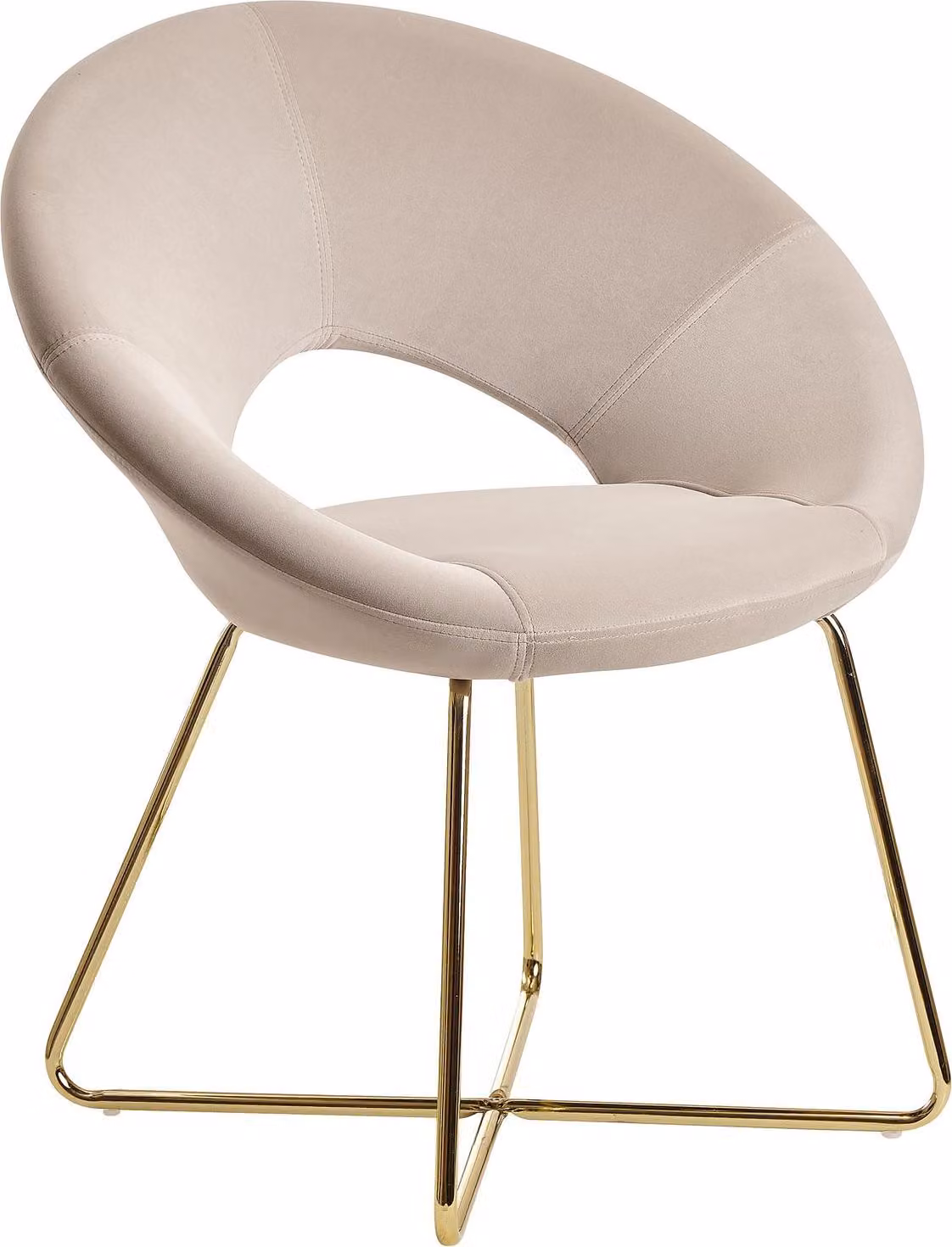 Sedia da pranzo in velluto beige con gambe dorate | Wohnling