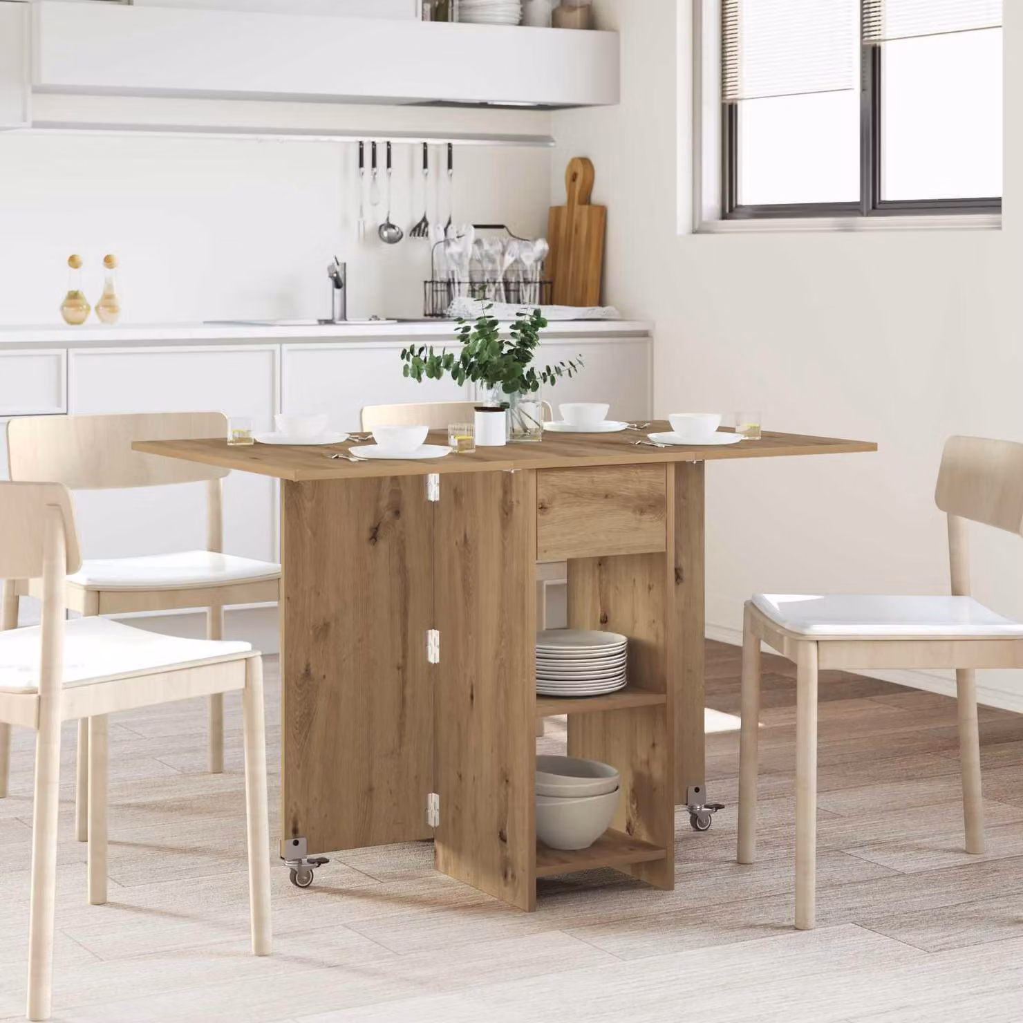 Maison Exclusive - Tavolo da pranzo, dimensioni 115 x 70 x 75 cm, piano in legno impiallacciato effetto "Artisan" (rovere)