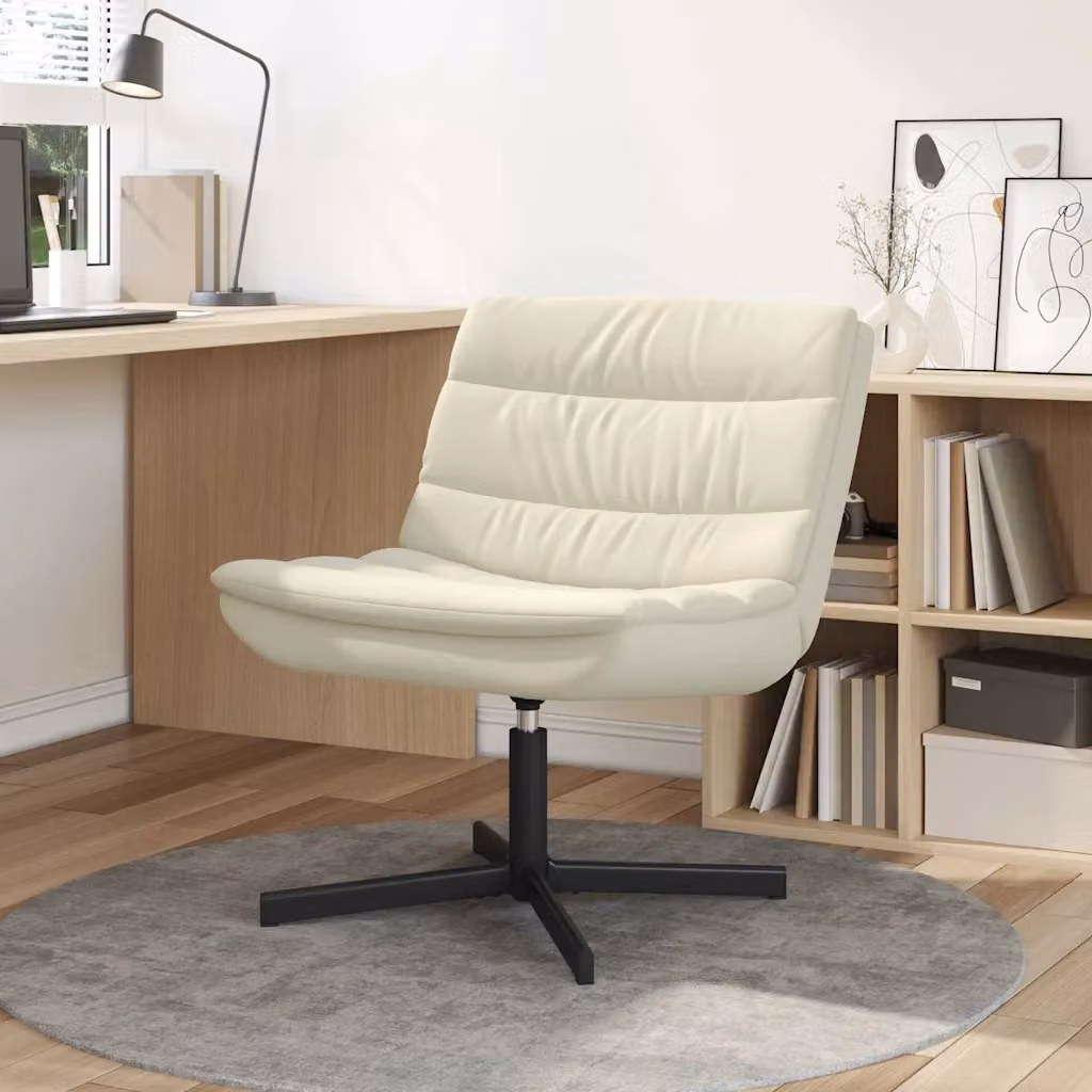 Sedia girevole vidaXL in similpelle beige con ruote L: 63 cm, P: 75 cm, H: 76 cm