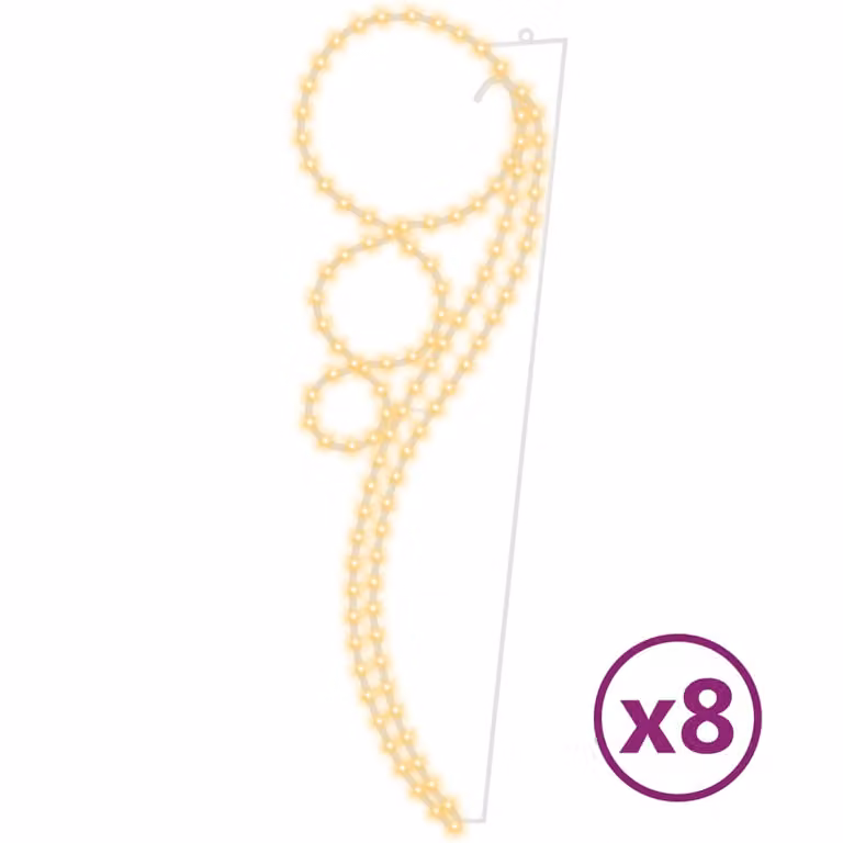 vidaXL Catena luminosa, 8 pezzi, a forma di pallina, bianco caldo, 111,5 x 35 x 4,5 cm
