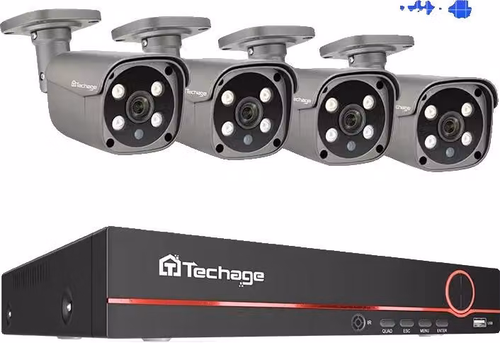 Sistema di telecamere di sicurezza, risoluzione 5MP, capacità di visione notturna, telecamera 8CH 4pcs 5MP, 1T, spina UE