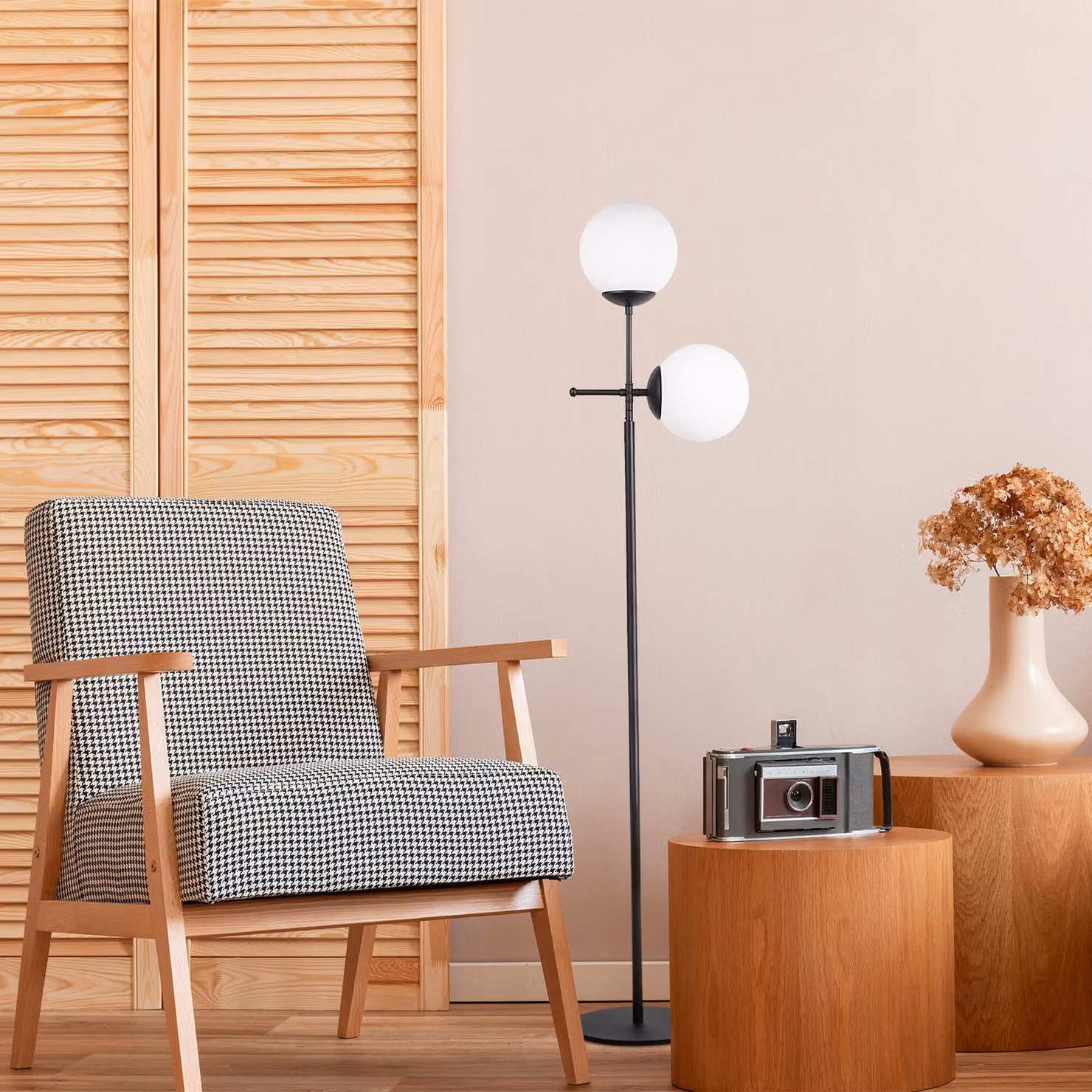 Opviq, moderna lampada da terra con struttura in metallo e paralume in vetro, altezza 174 cm, 34 x 15 cm, 2 x E27 max. 40 W, IP20, cavo da 350 cm, design elegante per hotel e abitazioni.