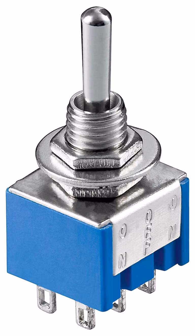 Interruttore a levetta miniaturizzato, 6 pin, 3 A, 250 V, 3 posizioni