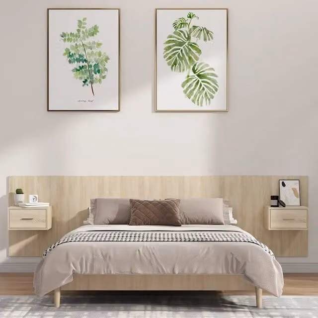 Testiera Letto con Comodini Integrati vidaXL in Legno Rovere e Beige