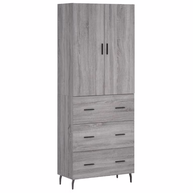 Credenza Grigio Sonoma 69,5x34x180 cm in Legno Multistrato