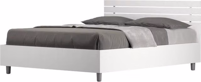 Letto Matrimoniale francese 140x200 cm testata dritta con doghe Ankel - Senza rete,Bianco Frassino