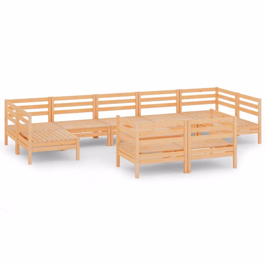 Set Salotto da Giardino 10 pz in Legno Massello di Pino
