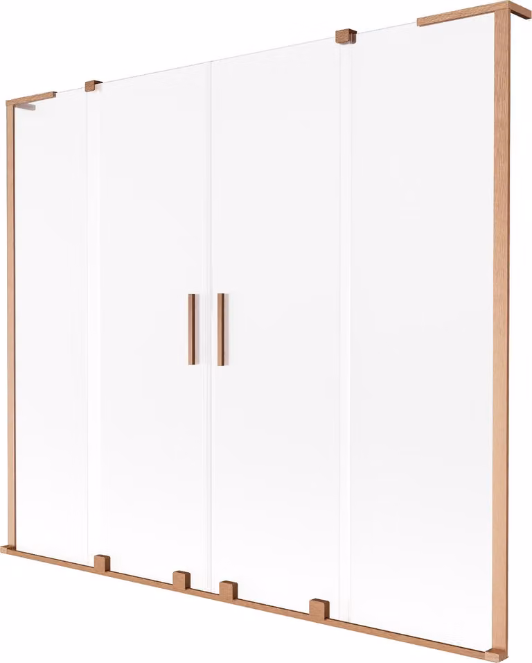 Mexen Velar L Duo parete per vasca 2 ante scorrevoli 200 x 150 cm, satinato, rame spazzolato - 896-200-003-32-65