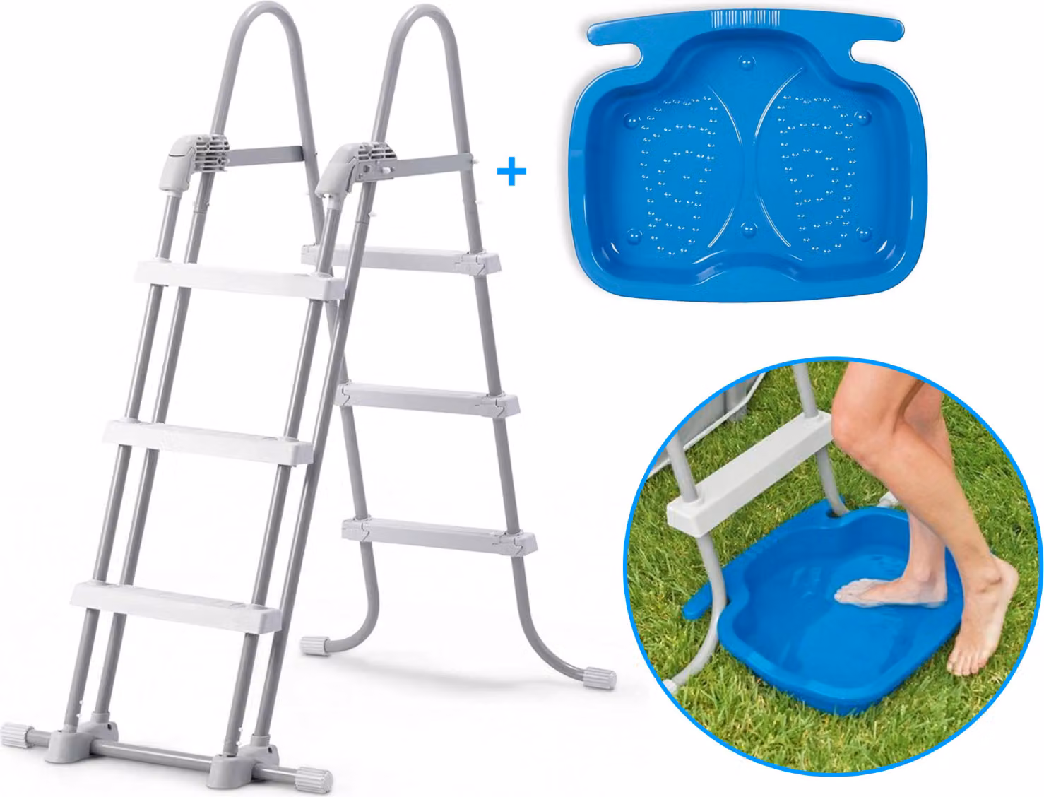 Scaletta di sicurezza Intex deluxe con pratico pediluvio per piscine fino a 107 cm di altezza
