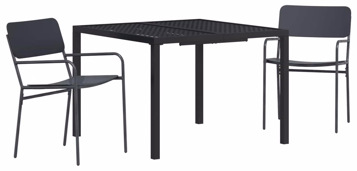 Set di mobili da giardino, 3 pezzi, acciaio antracite