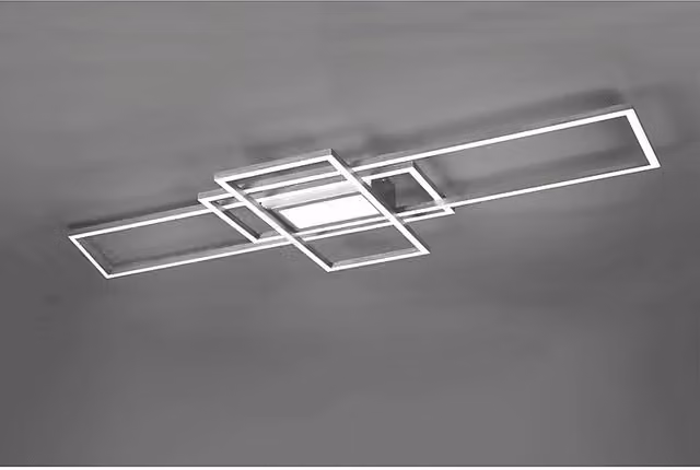 Plafoniera LED moderna Trio Leuchten Irvine in metallo argento, regolabile con telecomando, L 105 x P 42 x H 6 cm
