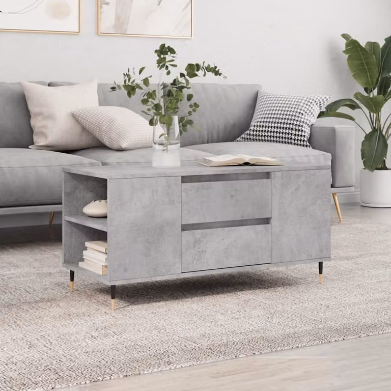 Maison Exclusive - Tavolino da salotto grigio cemento 102x44,5x50 cm Materiale ligneo