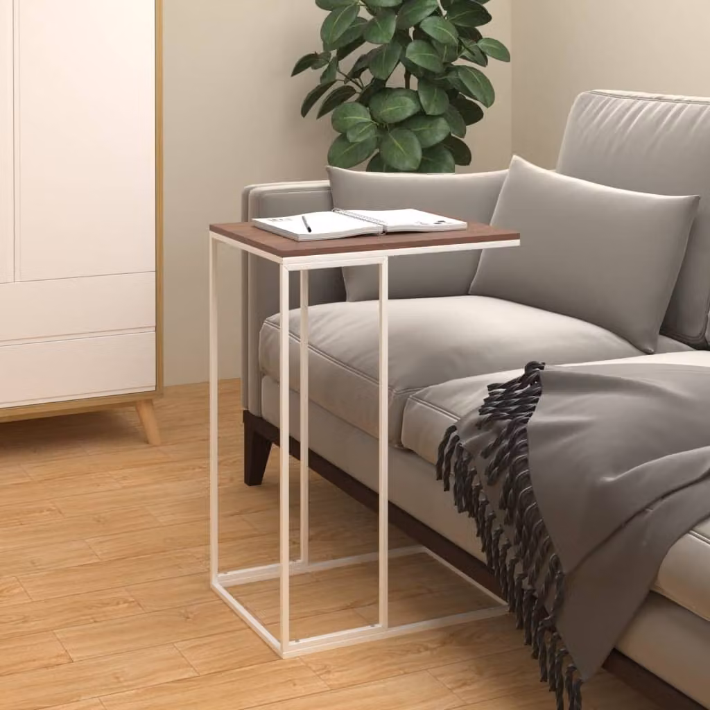 The Living Store tavolino bianco 40x30x59 cm in materiale ligneo