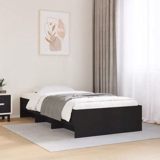 Letto con contenitore e doghe in legno vidaXL Nero L: 100 cm, P: 200 cm, H: 35 cm – 1