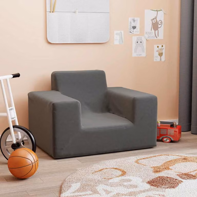 vidaXL Divano per Bambini Antracite in Morbido Peluche