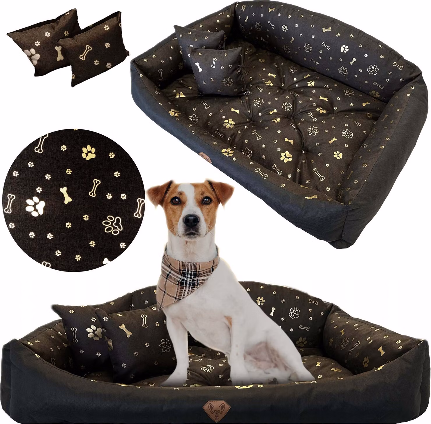 Cuccia per cani Sofa impermeabile 100x75 cm Shell Letto Cuscini Divano Poltrona Ossa Oro