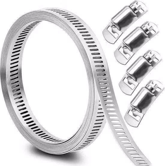 Set di morsetti regolabili in acciaio inossidabile, 3 m, 4 pezzi