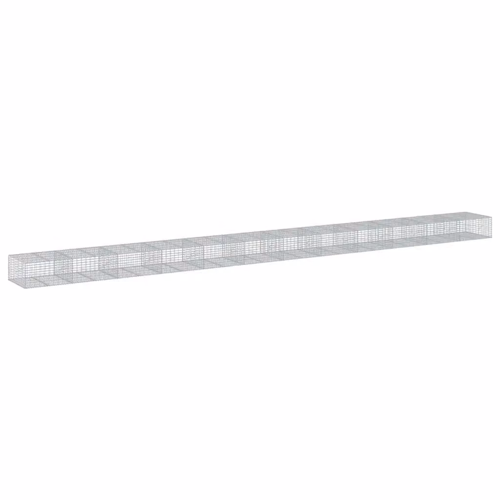 vidaXL Cesto Gabbione con Copertura in Ferro Zincato Grigio L: 1200 cm, P: 100 cm, H: 50 cm – 2