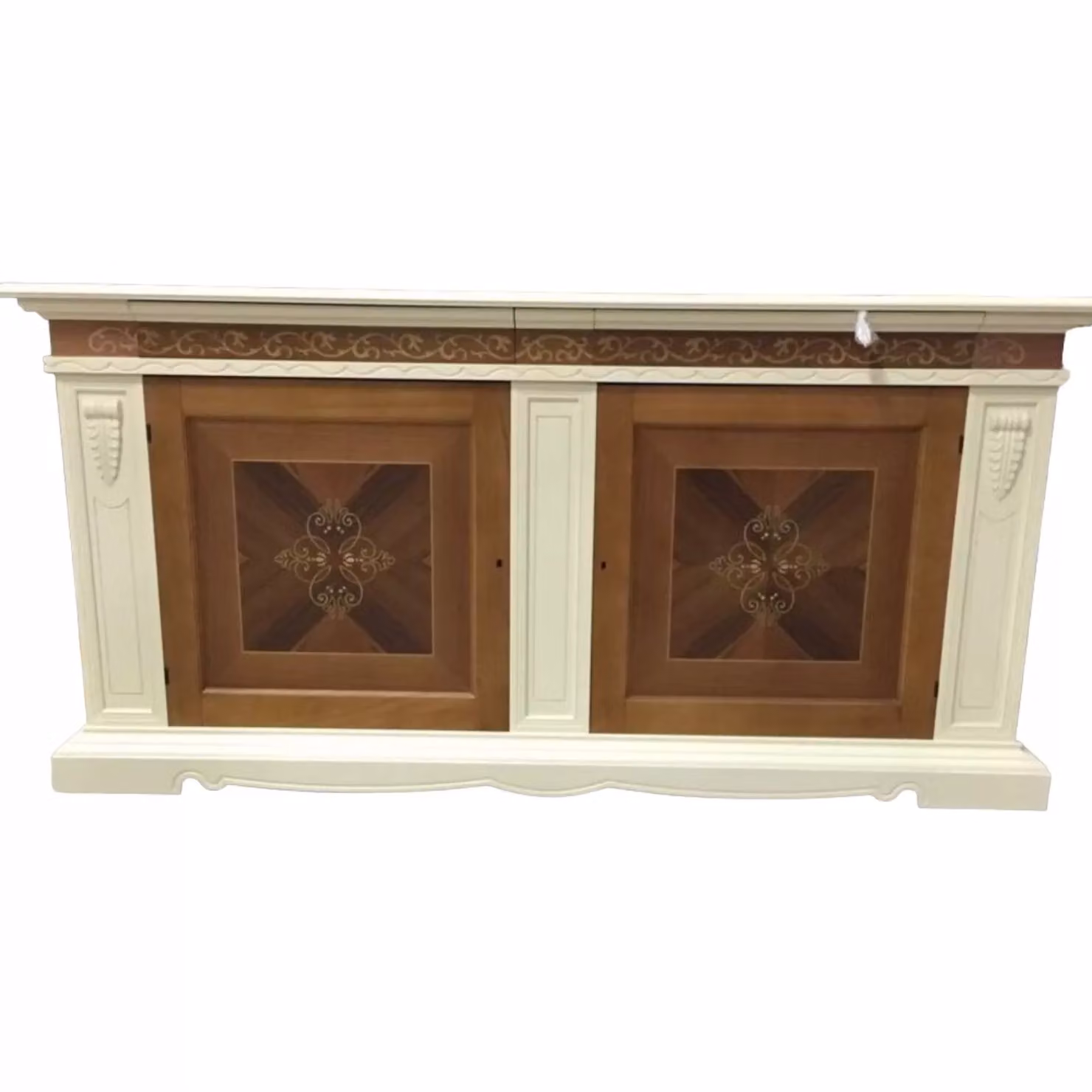 Credenza classica in legno bianco e noce Mobili 2G L: 214 cm, P: 55 cm, H: 109 cm – 1